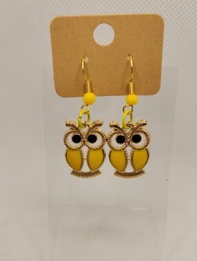 Yellow Owl Earrings